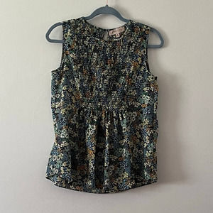 Philosophy Blue Green Orange Floral Sleeveless Top Blouse sz Small